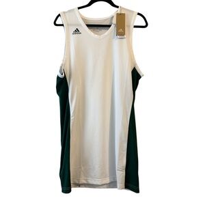 Adidas Básketball  White and Green Sleeveless Jersey Size M